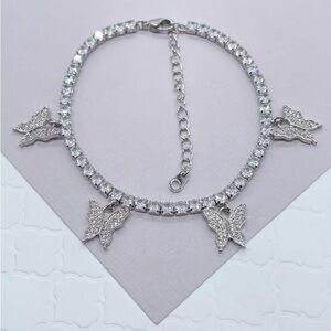 Tennis Bracelet w/Butterfly Charms